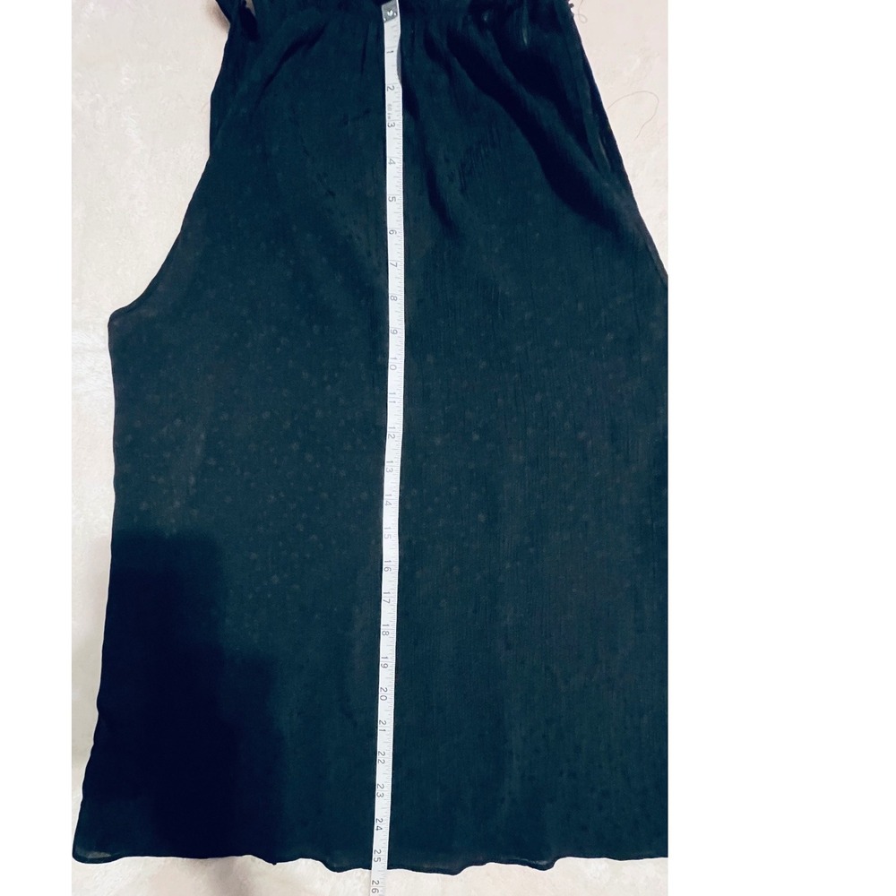 Max Studio Womens Black Sleeveless Tie Neck Crochet Trim Blouse Top Small - Picture 10 of 11